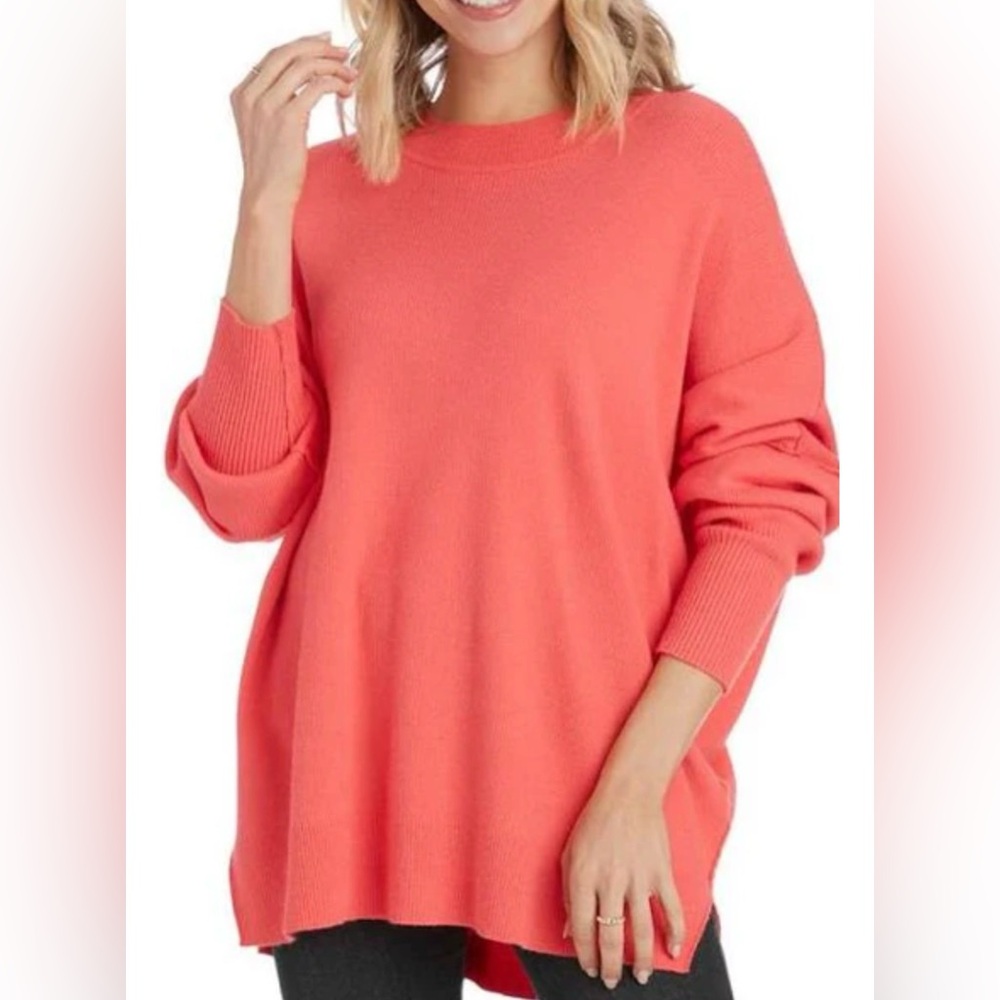 NWT Mud Pie Astrid Ribbed Coral, Lightweight Sweater with Exposed Seams- OSFA